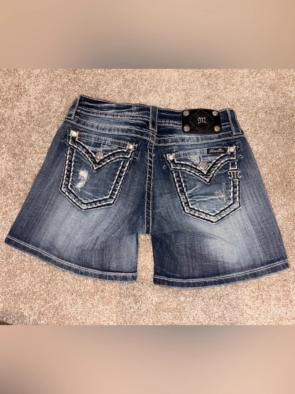 MissMe Dark Blue Faded Women’s Denim Shorts